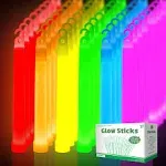 OMNISAFE 48 Ultra Bright Large Glow Sticks with 48 Black PE String, Multi Use...