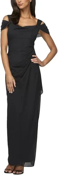 Alex Evenings Women's Long Cold Shoulder Dress