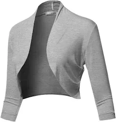 SSOULM Women&#039;s 3/4 Sleeve Open Front Bolero Shrug Cardigan with Medium