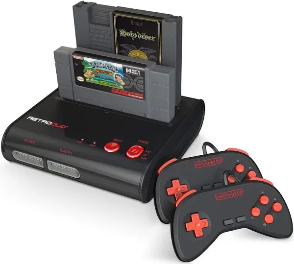 Retro-Bit Retro Duo 2 in 1 Console System - for Original NES/SNES, & Super Nintendo Games - Black/Red