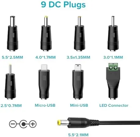 Universal AC DC Adapter12W Switching Power Cord 3V4.5V 5V 6V 7.5V 9V 12V Charger