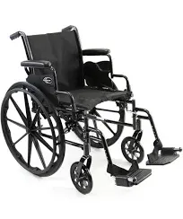 Karman LT-700T-20W-E Lightweight Removable Arm Wheelchair with Elevating Legrest, Silver Vein, 20" x 16"