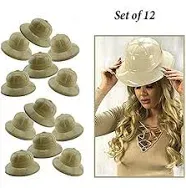 Adorox 12Pc Khaki Beige Soft Plastic Tan Childs Jungle Safari Pith Sun Hat Costume