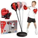 Joystone Punching Bag with Boxing Gloves Boxing Bag for Kids Boxing Toy with Adjustable Stand for Boys and Girls Color Black and Red