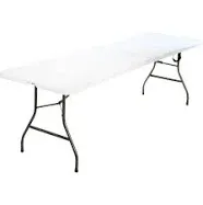 8 ft. BI-Fold Table with Handle, White