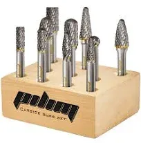 1/4&#034; shank Carbide Burr Set Tungsten 10PC Double Cut Carbide Rotary Burr Set ...