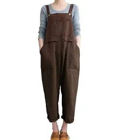 Aedvoouer Women's Baggy Plus Size Overalls Jumpsuits Wide Leg Harem Pants Casual Rompers