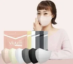 HOMSSEM [25pcs] VIUUM Deluxe Korean Face Color Mask– Soft and Durable Korea Face Mask for Adults –2D 4-Layer Filter 6Color (Pink beige-Large)