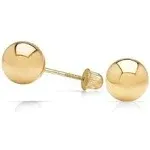 14K Yellow Gold Ball Stud Secure and Comfortable Screw Back Earrings, Women's, Size: 6mm, Grey Type