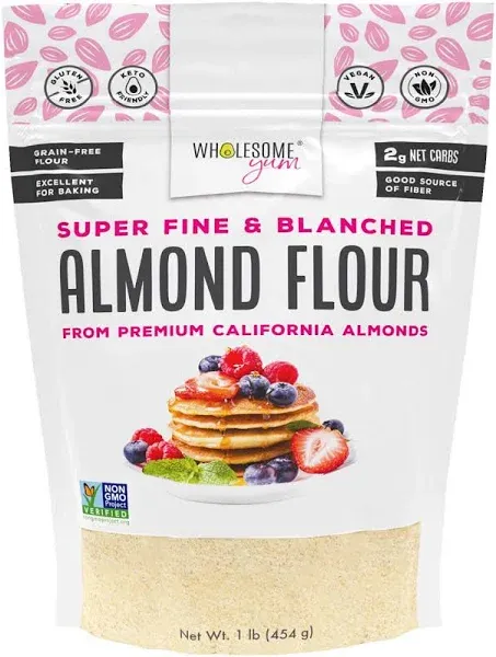 Wholesome Yum Premium Fine Blanched Almond Flour For Baking & More (16 oz / 1 lb) - Low Carb, Gluten Free, Non GMO, Keto Friendly Flour Substitute With Ground Almonds