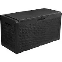 YITAHOME 100 Gallon Large Resin Deck Box Outdoor Storage with Cushion for Patio Furniture,Outdoor Cushions,Garden and Pool Supplies-Waterproof