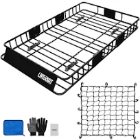 Lwturmrt 64 x 39 Inch Universal 300lb Heavy Duty Roof Rack Cargo with Cargo Net, Car Top Luggage Holder Carrier Basket for Suv,truck or Rv Camping