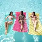 Sloosh 3 Pack Inflatable Pool Mat Swimming Pool Mattress Float Lounge with Headrest, Pool Float Air Mat for Adults 64x32 inch