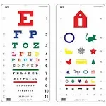 Snellen EFP & Kindergarten Color Distance Vision Eye Chart 20 Feet 22 x 11 Inch