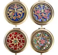 Rich Boxer 4 Pcs Vintage Foldable Mirror Metal Vanity Mirror Travel Mirror Makeup Mirror Pocket Mirror Double Sided Compact Cosmetic Mirror