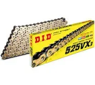 DID Chain 525VX3 (Gold and Black) - Length: 112 links with riveted union (ZJ)