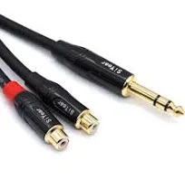 SiYear Dual RCA to 1/4" Cable，6.35mm (1/4 inch) Male Stereo to 2RCA Female Y Splitter Adapter Cable（5Feet