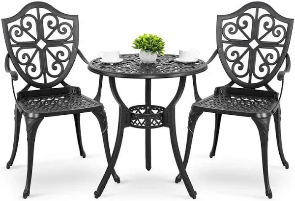 Nuu Garden 3-Piece Cast Aluminum Patio Bistro Set Rust-Proof Outdoor Furniture Set