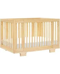 Babyletto Yuzu 8 in 1 Convertible Crib with All Stages Conversion Kits - Washed Natural / Black