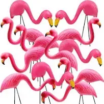 GiftExpress Set of 4, Small Pink Flamingo Yard Ornament/Mini Lawn Flamingo Ornaments/Pink Flamingo Garden Yard Decor (4)