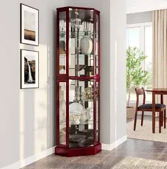 Belleze Ashfield Lighted Corner Display Curio Cabinet