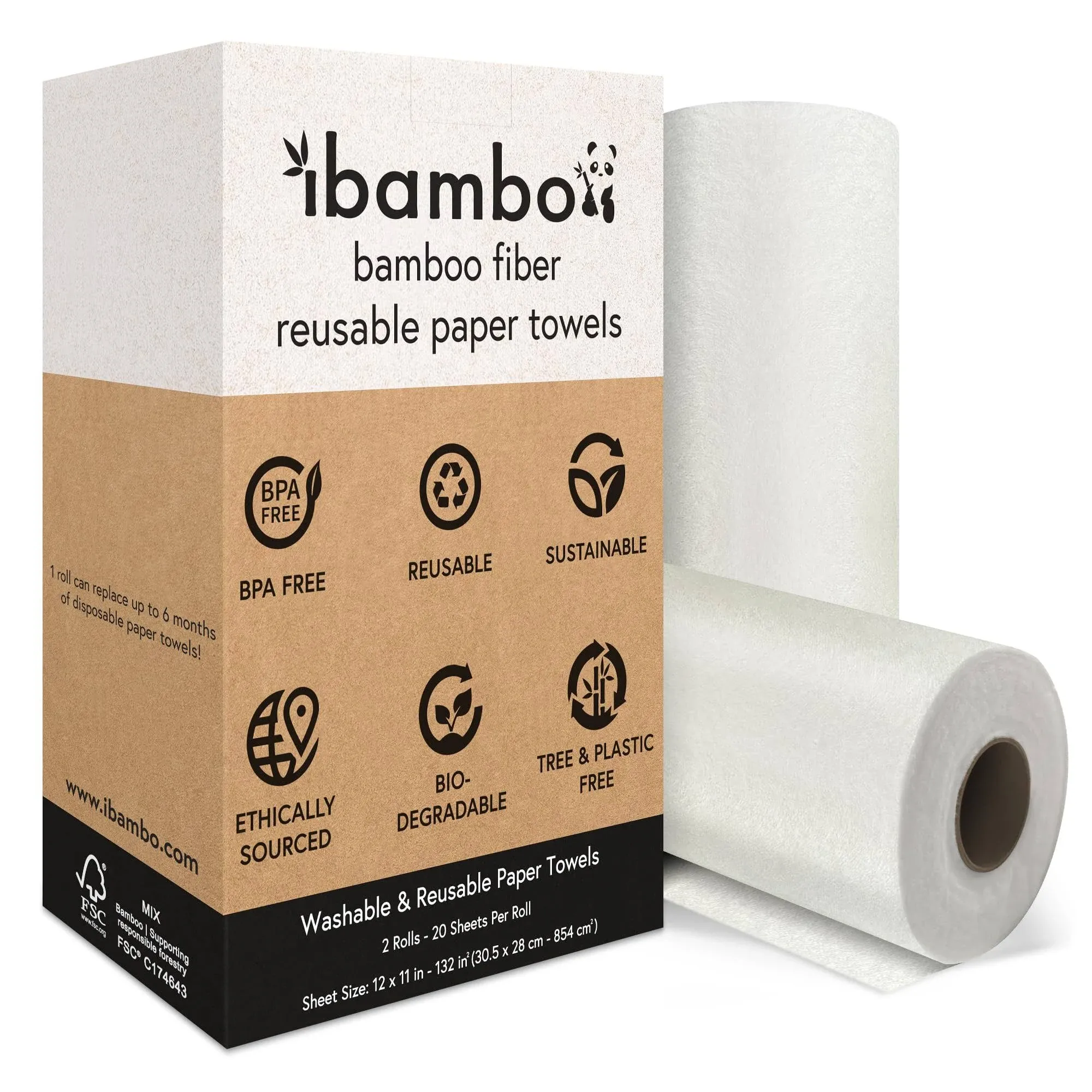 Ibambo 2 Rolls of Reusable Bamboo Paper Towels