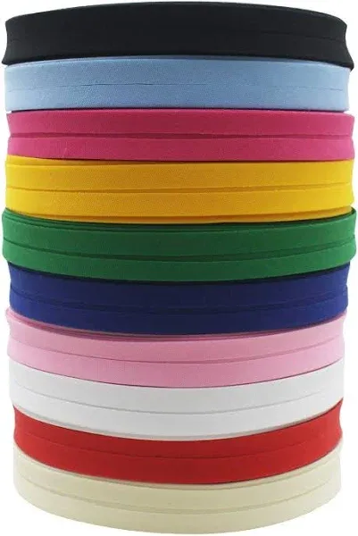 12mm 1/2&#034; Single Fold Bias Tape Bias Binding for Sewing Solid Color 100% 