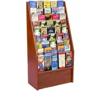 FixtureDisplays® Literature Rack Brochure Holder Leaflet Coupon Stand Greeting Card Rack 9 Tier 45 Facing Travel Information Kiosk 1453 RED-NF