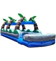 35&#039; Tropical Commercial Dual Lane Inflatable Slip and Splash Slide with Blower