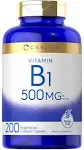 Carlyle Vitamin B1 500mg (Thiamine) | 200 Vegetarian Caplets | Non-GMO and Gluten Free Supplement