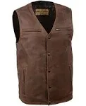 Milwaukee Leather Men's Gambler Snap Front Vintage Crazy Horse Motorcycle Vest