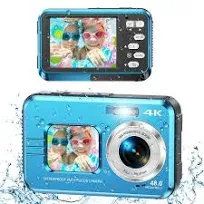 Rugged Underwater Camera: Waterproof Digital Camera 48 MP Dual Screens Zoom 11FT