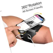 VUP Running Armband 360°Rotatable for iPhone 16/15/14/13/Pro Max/Pro/Mini/12/11/SE/Xs/XR/X/8/7/Plus, Fits All 4-6.7 Inch Smartphones, with Key Holder Phone Armband for Running Hiking Biking (Black)