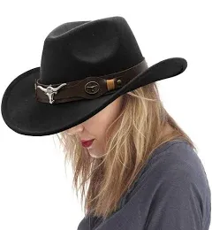 Cowgirl Hat with Wide Belt Western Cowboy Hats for Womens One Size, Red 