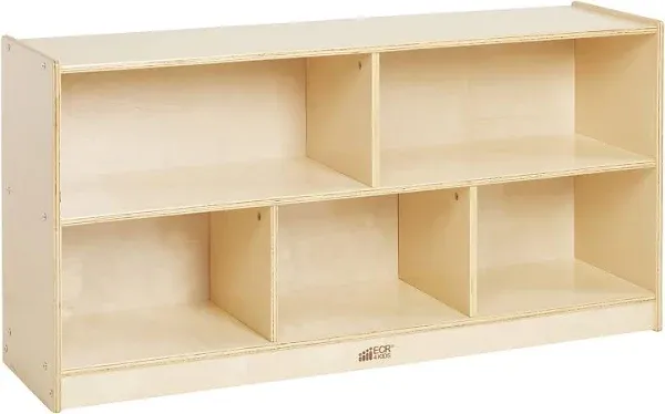 5-Compartment Mobile Storage Cabinet, 24in, Classroom Furniture, Natural