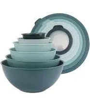 Color Mixing Bowls With Tpr Lids 12Piece Plastic Nesting Bowl Set Microwave Safe