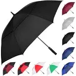 MRTLLOA 62/68/72 inch Automatic Open Golf Umbrella, Extra Large Oversize Double Canopy Vented Windproof Waterproof Stick Umbrellas for Rain Black 62