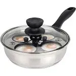 MARSKITOP Egg Poacher Pan Nonstick 4 Eggs Poached Egg Pan Stainless Steel Poa...