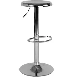 Flash Furniture CH-181220-CH-GG Madrid Series Adjustable Height Retro Bar Stool in Chrome Finish