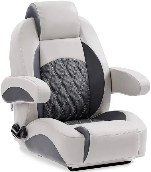 DeckMate Luxury Reclining Pontoon Captain's Chair - Gray and Charcoal (RCL-500)