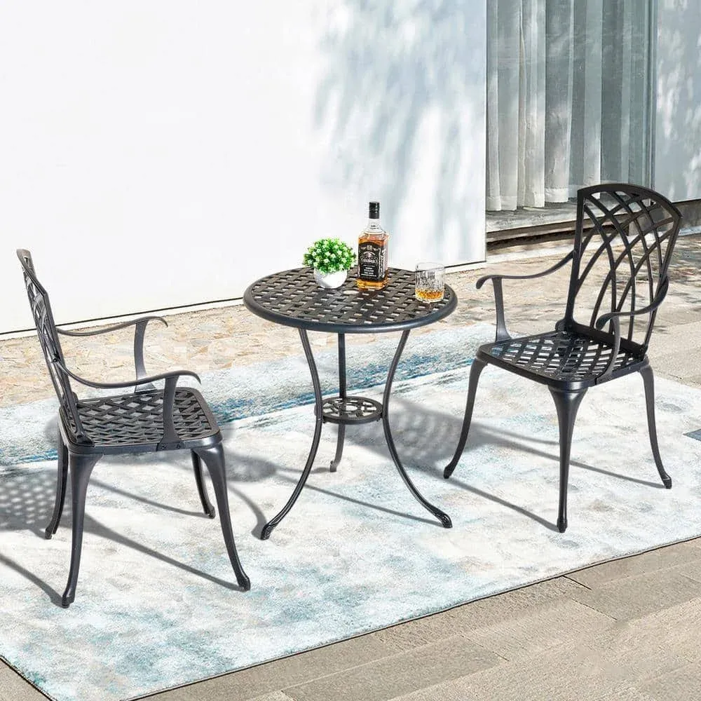 Nuu Garden Outdoor Furniture Patio Bistro Set Cast Aluminum Rust-Proof (3-Piece)