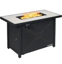 Costway 60,000 BTU 42'' Rectangular Propane Gas Fire Pit Heater Outdoor Table with Cover