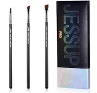 Angled Eyeliner Brush Set，3pcs Pro Precision Eye Liner Brush Fine Winged Ultr...