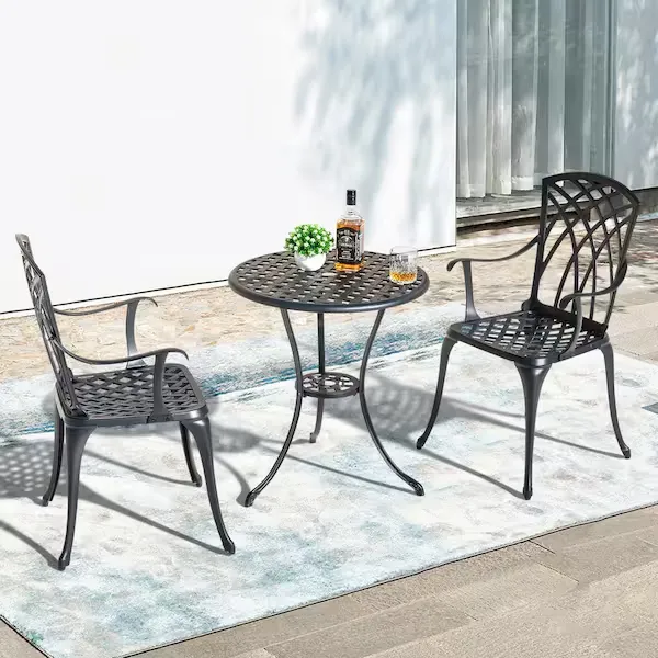 3-Piece Cast Aluminum Patio Bistro Set Rust-Proof Outdoor Furniture Set