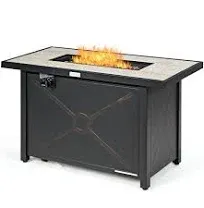 Gymax 42 Rectangular Propane Gas Fire Pit 60,000 BTU Heater Outdoor Table w/ Cover