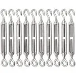 Turnbuckle Lsqurel 10PCS 304 Stainless Steel Turnbuckle Hook and Eye Heavy Duty M4 M6 M8 M10 Tensioner Adjustable Shade Sail Hardware for Tightening