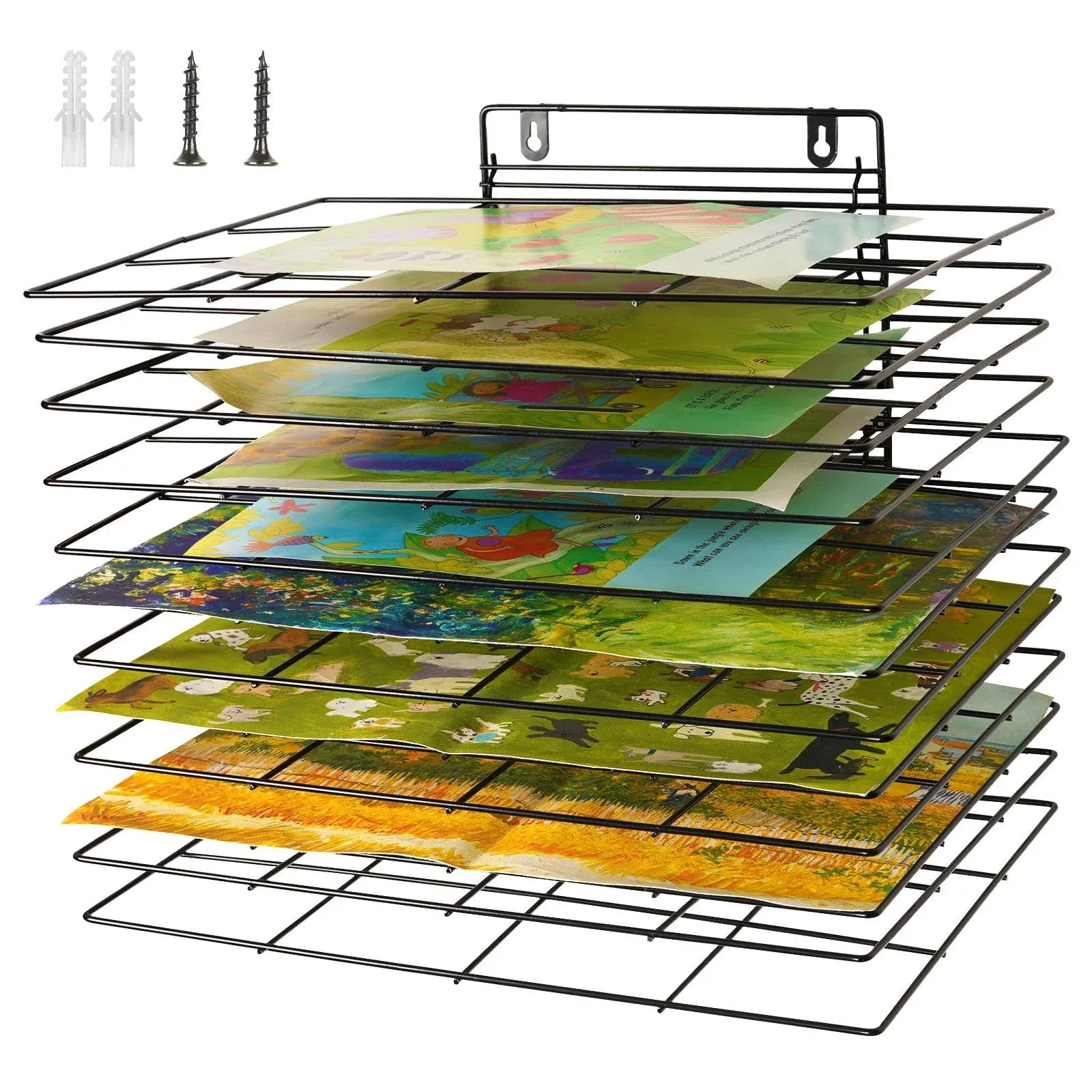 Lzttyee Art Drying Rack for Classroom Paint Drying Rack Small Art Drying Rack Wall Art Storage Rack with 12 Removable Shelves for Classrooms and Art