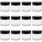 Cornucopia 2oz Straight Sided Clear Glass Airtight Cosmetic Jars