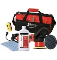 Shurhold 3101 Dual Action Random Orbital Car Boat Buffer Polisher Starter Kit with 16oz Pro Polish Wax & Sealant, 6.5” Foam Pad, Microfiber Towel, and Carrying Bag , Red