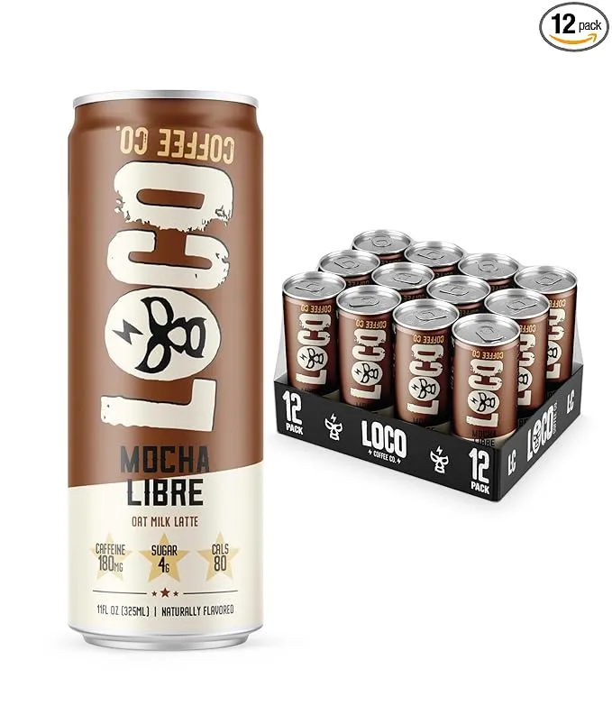 Loco Coffee Mocha Oat Milk Latte Cold Brew Coffee Mocha 11 Ounce Can 12 Count...